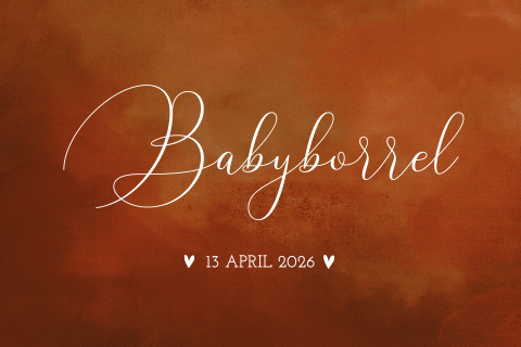 Roestbruin kraamkaartje meisje met sierlijke uitnodiging