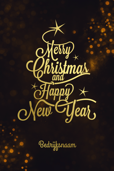 Goudfolie kerstkaart met speelse typografie
