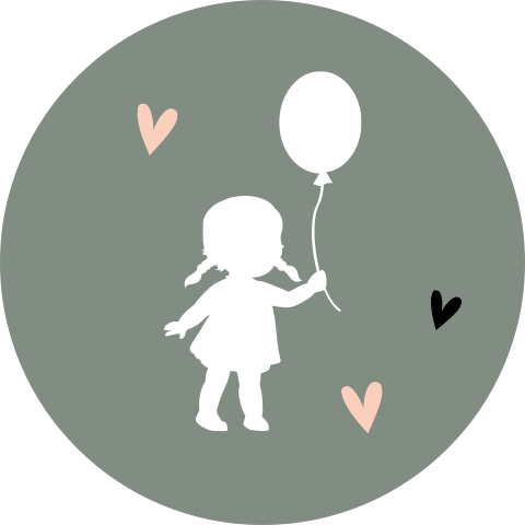 Groene sluitsticker met silhouet meisje met ballon
