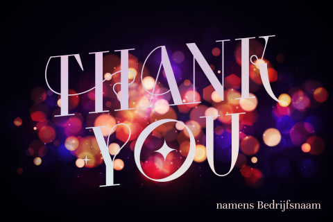 Kerstkaart met Thank You in regenboogfolie