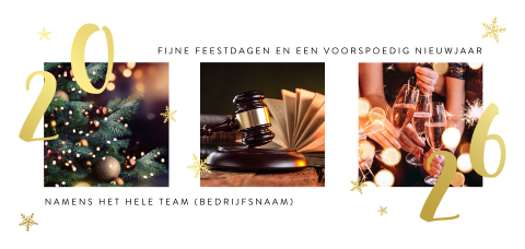 Kerstkaart voor advocatuur met goudfolie 2026