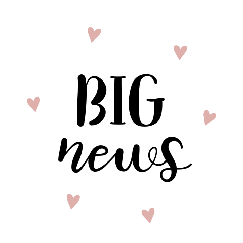 Sluitsticker met Big News en roze hartjes