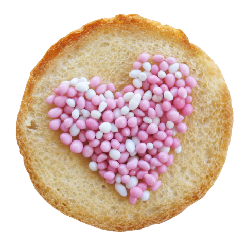 Sluitsticker beschuit met muisjes roze