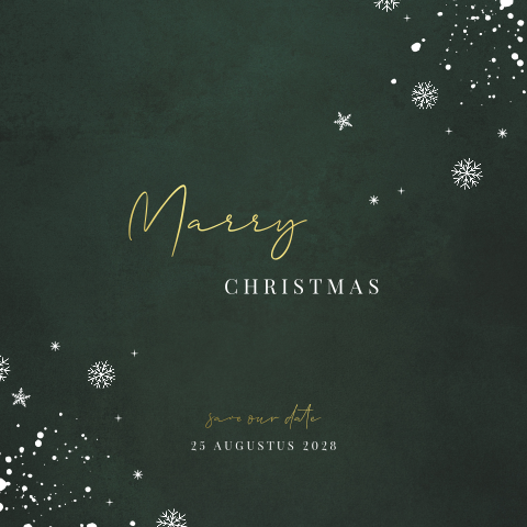 Donkergroene kerst save the date kaart met goudfolie