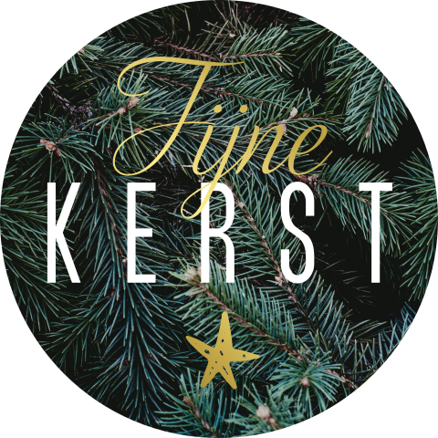 Kerstzegel met foto kersttakken en goudfolie