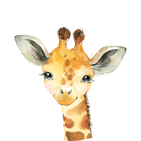 Waterverf sluitsticker met lieve giraf