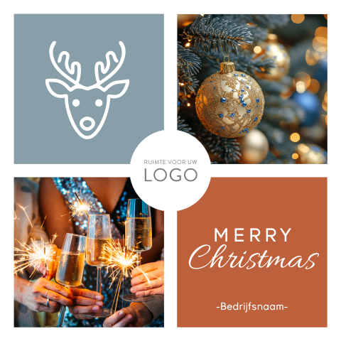 Bewerkbare kerstkaart met eigen foto's en bedrijfslogo