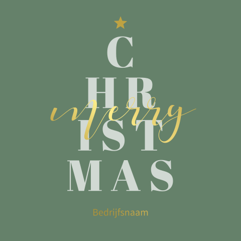 Typografische kerstkaart in groen en goud