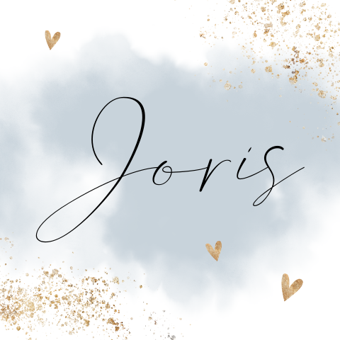 Vierkante sluitsticker met blauwe waterverf en sierlijke naam