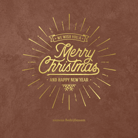 Bruine kerstkaart met goudfolie typografie