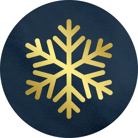 Blauwe sluitsticker met goudfolie sneeuwvlok