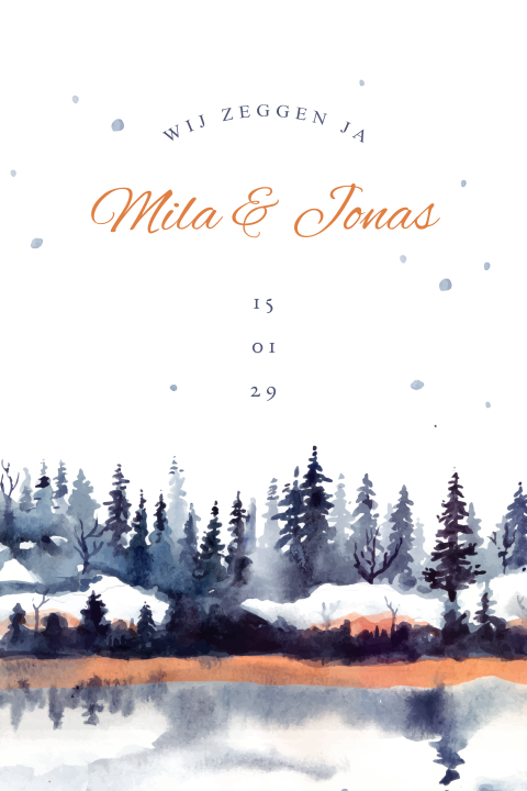 Trouwkaart met winters landschap