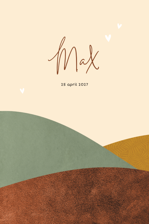 Trendy geboortekaartje met minimalistisch landschap