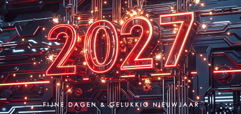 Zakelijke nieuwjaarskaart 2027 met industrieel design