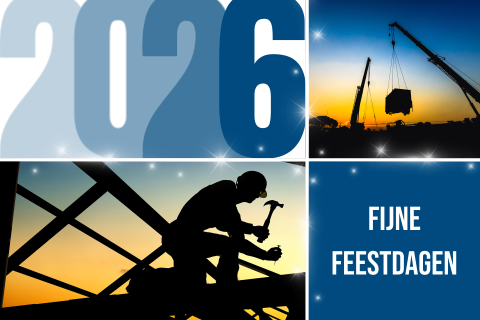 Zakelijke bouw kerstkaart met 2026 in blauw