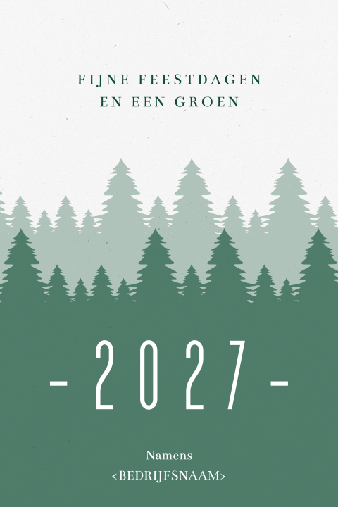 Duurzame kerstkaart met groene kerstbomen