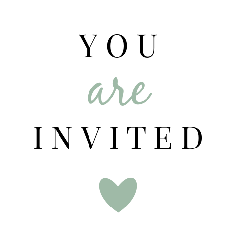 Sluitsticker met groen hartje en de tekst you are invited