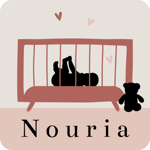 Vierkante sticker silhouet baby meisje in wiegje