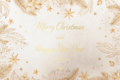 Beige kerstkaart met sterren en goudfolie