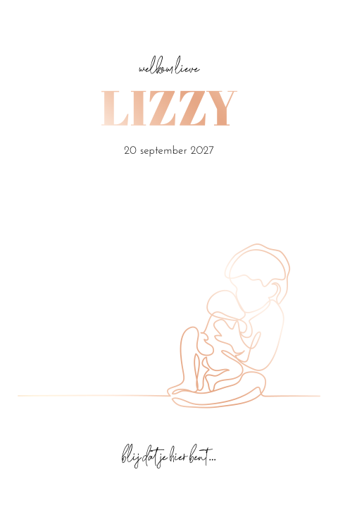 Rosefolie geboortekaartje monoline grote broer met baby meisje