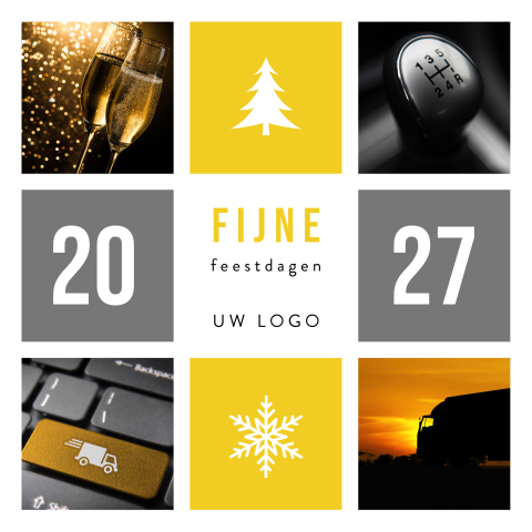 Kerstkaart voor transportbedrijf met 2027 en foto's