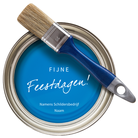 Kerstkaart schilder met stans verfpot en kwast