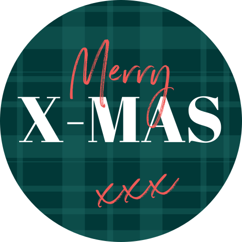 Groene geruite kerstzegel met Merry X-mas