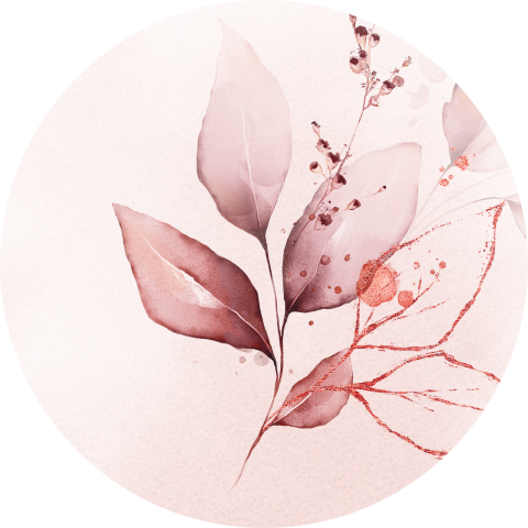 Roze botanische sticker met waterverf