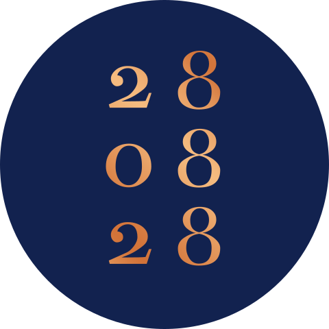 Donkerblauwe sticker met koperfolie datum