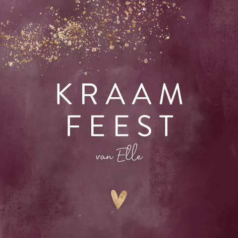 Rood paars waterverf kraamkaartje meisje met spetters