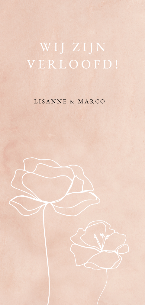 Klassieke verlovingskaart in roze met rozen