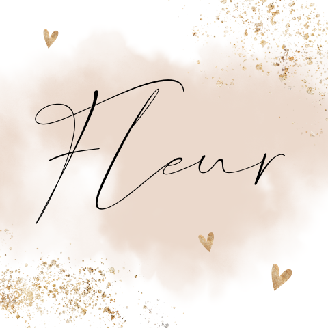 Vierkante sluitsticker met roze waterverf en sierlijke naam