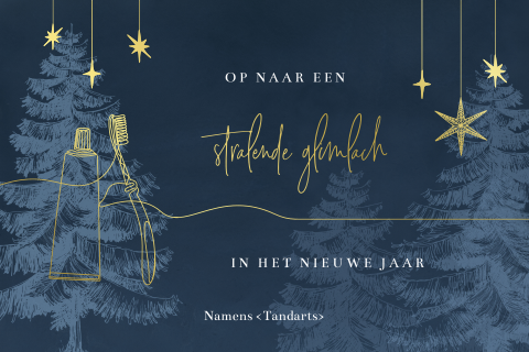 Kerstkaart voor tandarts of mondhygiënist met tandenborstel