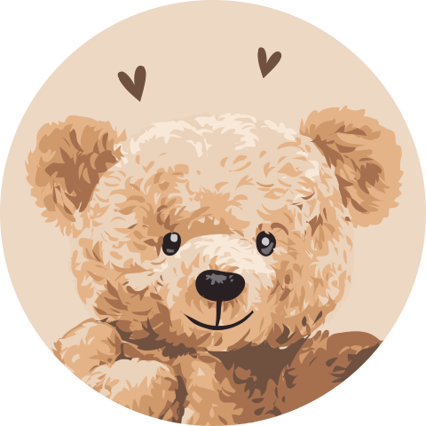 Beige sluitsticker met teddybeer