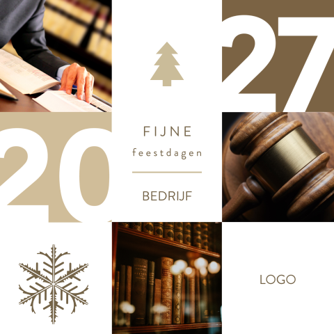 Kerstkaart advocatuur met 2027, foto's en bruine vlakken