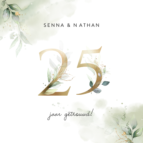 Jubileumkaart met 25 jaar in botanische cijfers