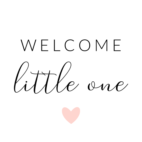 Sluitsticker met welcome little one en roze hartje