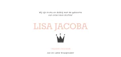 Geboortekaartje meisje met eigen foto, kroon en stipjes