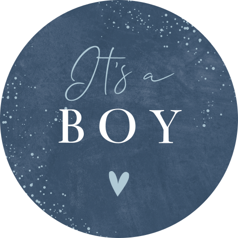 Blauwe sluitsticker met hartje en its a boy