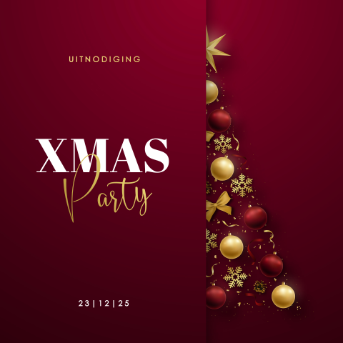 Xmas Party uitnodiging; luxe kerstsfeer in rood en goud