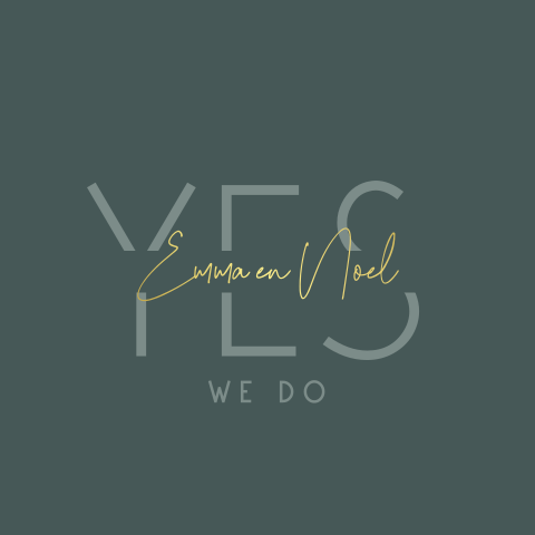 Basic groene trouwkaart met YES WE DO en namen in goudfolie