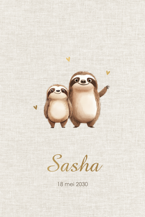 Geboortekaartje met twee luiaardjes