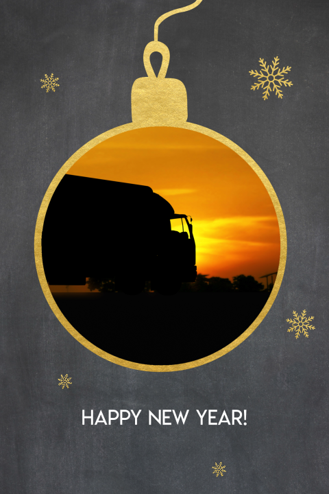 Zwarte kerstkaart transport met eigen foto in kerstbal