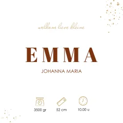 Roestbruin geboortekaartje meisje met gouden takje