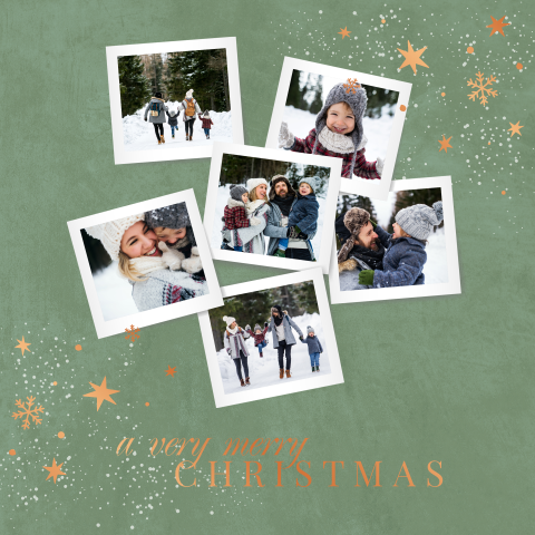 Foto kerstkaart met koperfolie sterretjes