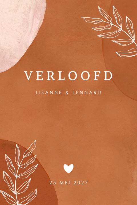 Roestrode verlovingskaart met bloemen en vormen