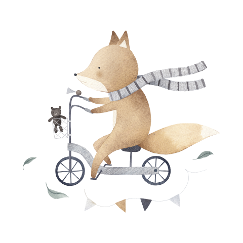 Sluitsticker voor jongen met vosje op fiets