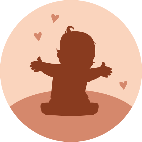 Sluitsticker met silhouet kindje in rood en roze