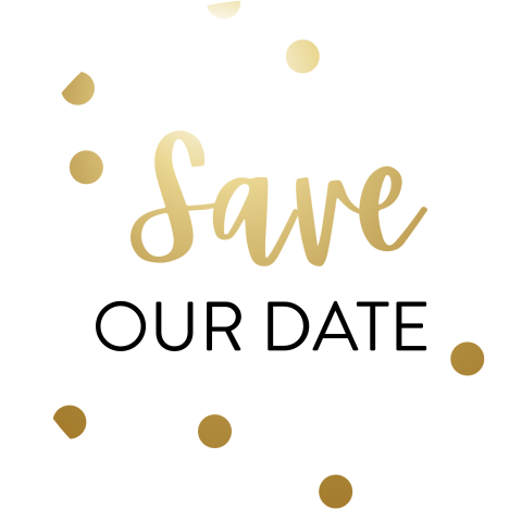 Sluitsticker save the date met goudlook confetti