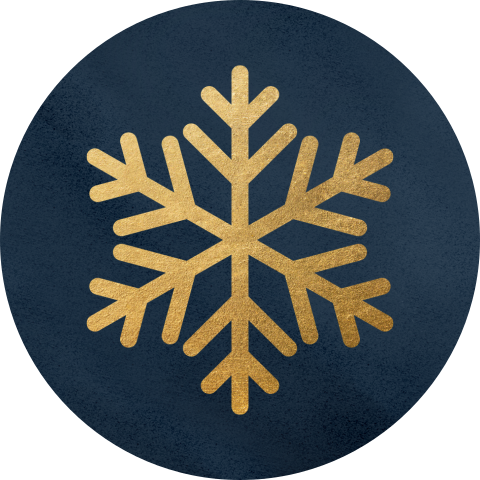 Blauwe sluitsticker met goudlook sneeuwvlok